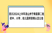 四川2024上半年凉山州宁南县第二批初中、小学、幼儿园师资格认定公告